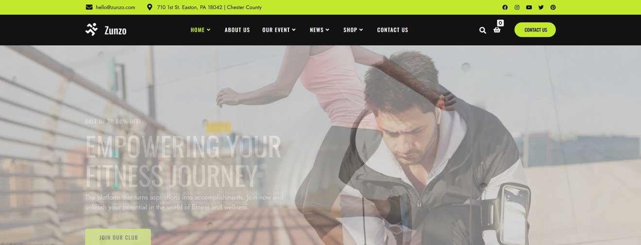 Zunzo – Running Club & Sports Elementor Pro Template Kit